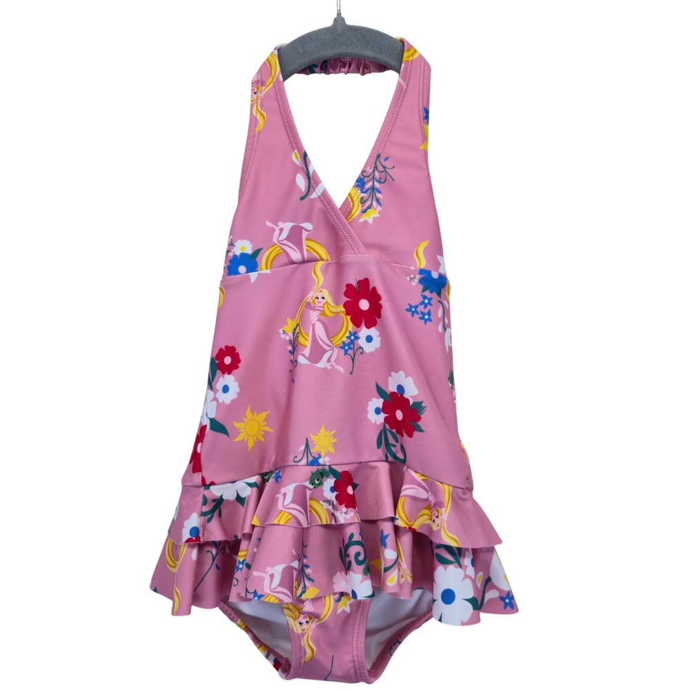 Hannah Anderrson Disney Girls Rapunzel Swimsuit Size 90cm 3 Ruffle Pink Princess